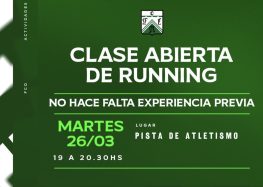 RUNNING: CLASE ABIERTA Y GRATUITA
